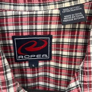 Roper Men's Black and Red Checkered Shirt